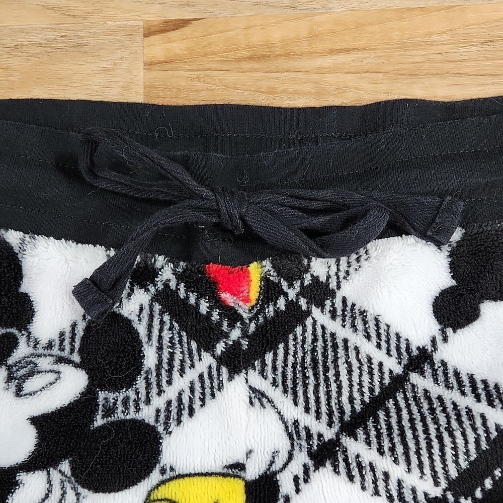💜Disney Black & White Mickey & Minnie Print Fleece Pajama Pants Medium - Picture 4 of 8